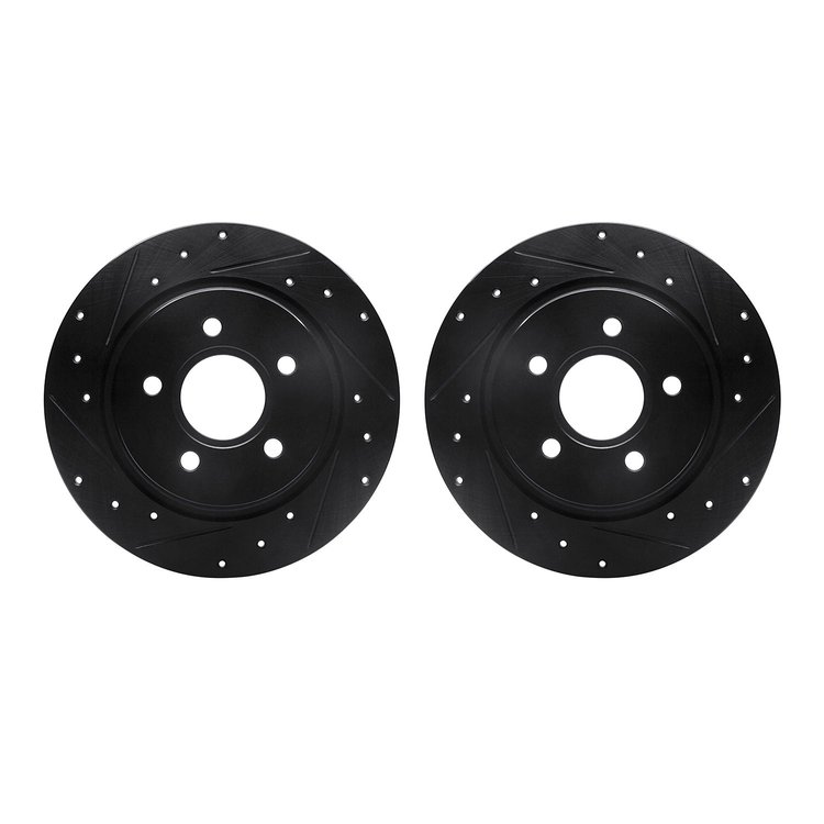 8002-27038 Drilled/Slotted Brake Rotors [Black], 2004-2013 Volvo, Position: Rear