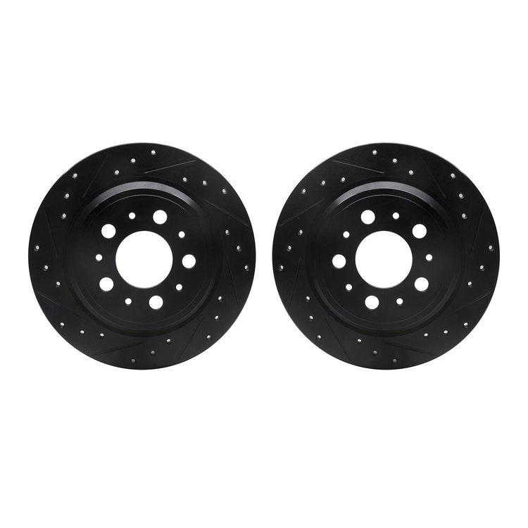 8002-27039 Drilled/Slotted Brake Rotors [Black], 1999-2009 Volvo, Position: Rear