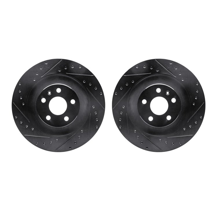 8002-27054 Drilled/Slotted Brake Rotors [Black], Fits Select Multiple Makes/Models, Position: Rear