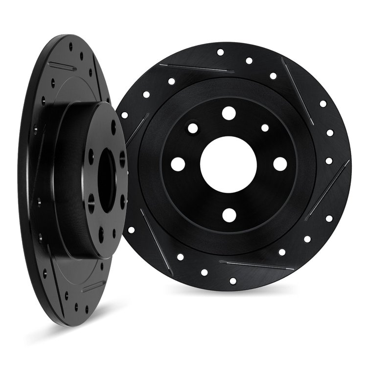 8002-28002 Drilled/Slotted Brake Rotors [Black], 1969-1989 Peugeot, Position: Front