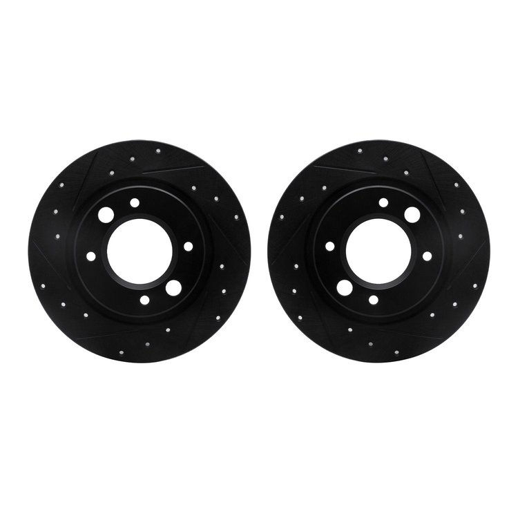 8002-28005 Drilled/Slotted Brake Rotors [Black], 1971-1989 Peugeot, Position: Rear
