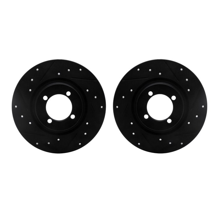 8002-31003 Drilled/Slotted Brake Rotors [Black], 1967-1976 BMW, Position: Front