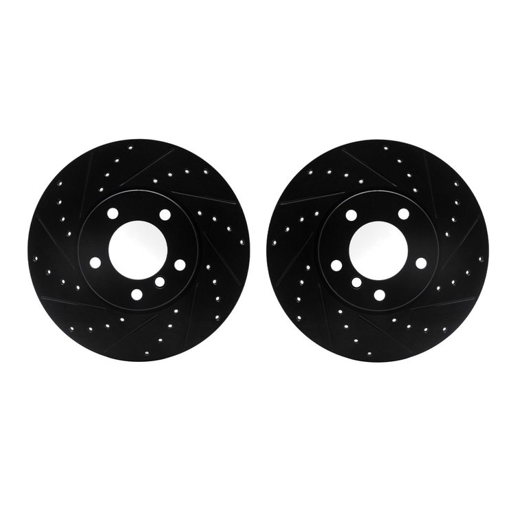 8002-31006 Drilled/Slotted Brake Rotors [Black], 2007-2021 BMW, Position: Front