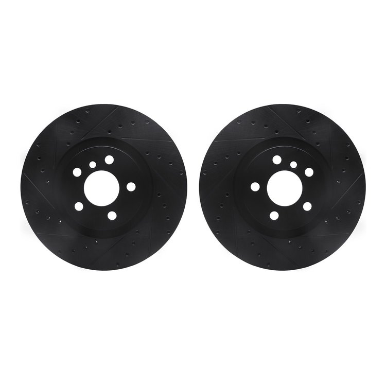 8002-31007 Drilled/Slotted Brake Rotors [Black], Fits Select Multiple Makes/Models, Position: Front