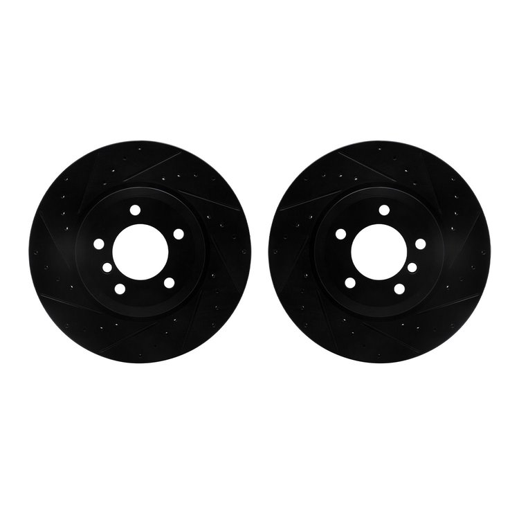 8002-31018 Drilled/Slotted Brake Rotors [Black], 2001-2008 BMW, Position: Front