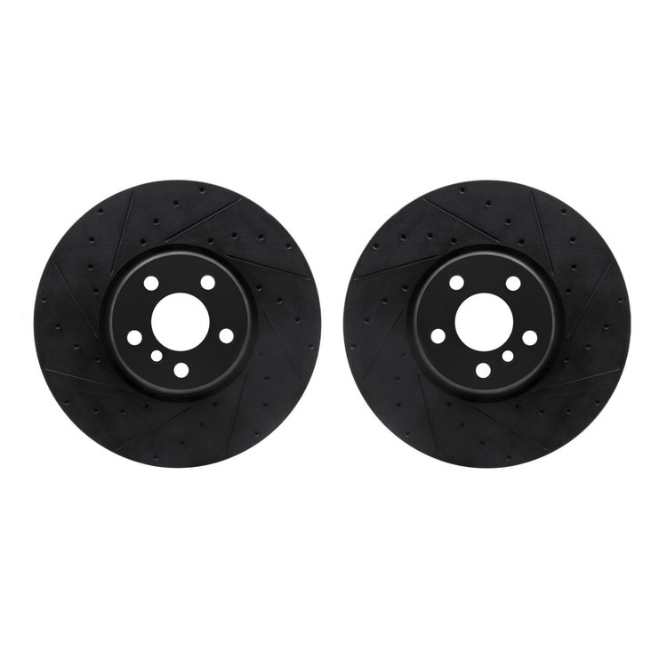 8002-31021 Drilled/Slotted Brake Rotors [Black], Fits Select Multiple Makes/Models, Position: Front