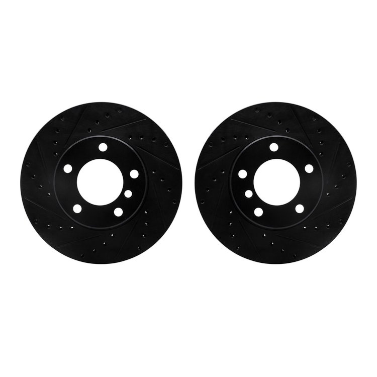 8002-31025 Drilled/Slotted Brake Rotors [Black], 1996-2003 BMW, Position: Front