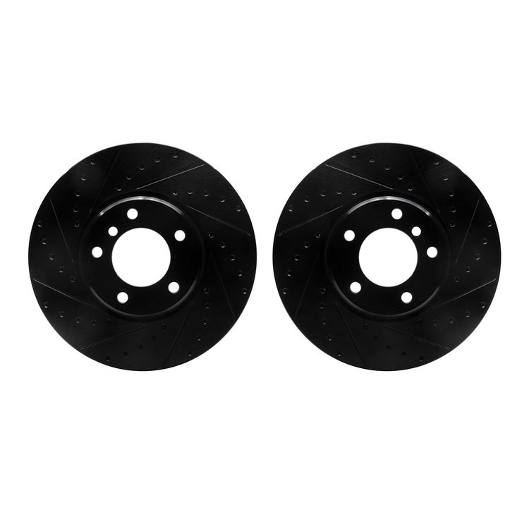 8002-31043 Drilled/Slotted Brake Rotors [Black], 1995-2001 BMW, Position: Front