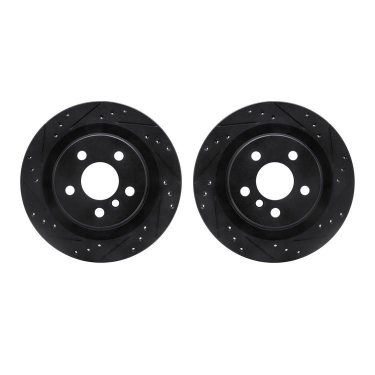 8002-31073 Drilled/Slotted Brake Rotors [Black], Fits Select Multiple Makes/Models, Position: Rear