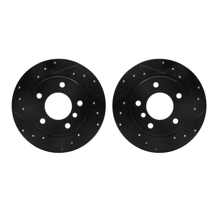 8002-31075 Drilled/Slotted Brake Rotors [Black], 1991-1999 BMW, Position: Rear