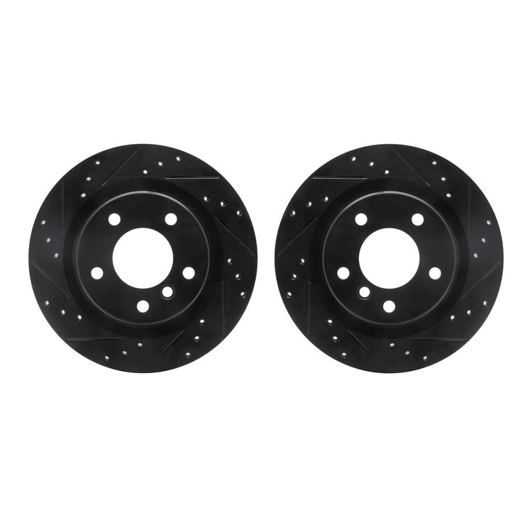 8002-31081 Drilled/Slotted Brake Rotors [Black], 2006-2013 BMW, Position: Rear