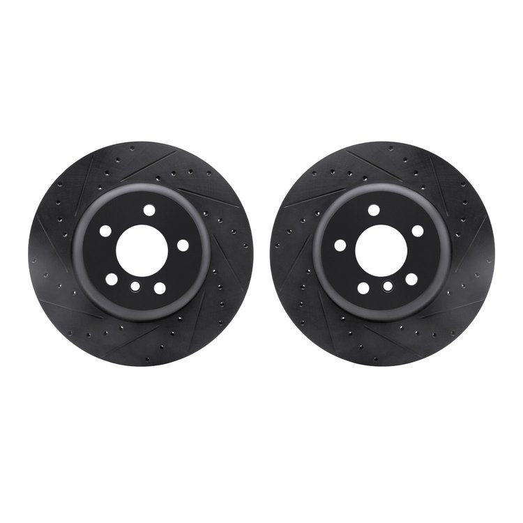 8002-31086 Drilled/Slotted Brake Rotors [Black], 2013-2021 BMW, Position: Rear