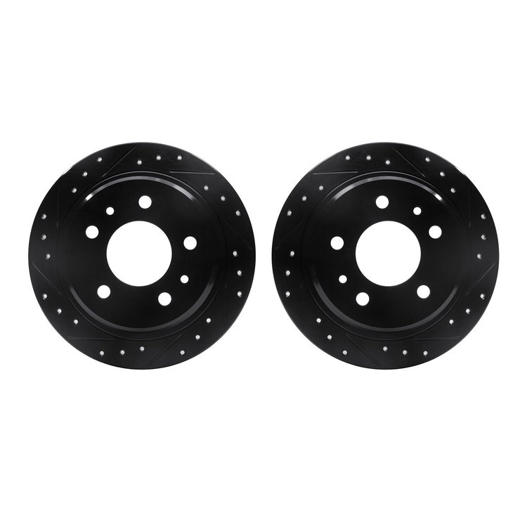 8002-31091 Drilled/Slotted Brake Rotors [Black], 1982-1989 BMW, Position: Rear