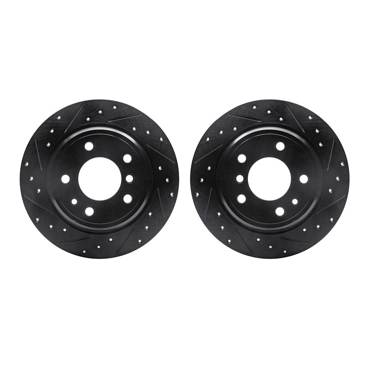 8002-31092 Drilled/Slotted Brake Rotors [Black], 1989-1995 BMW, Position: Rear