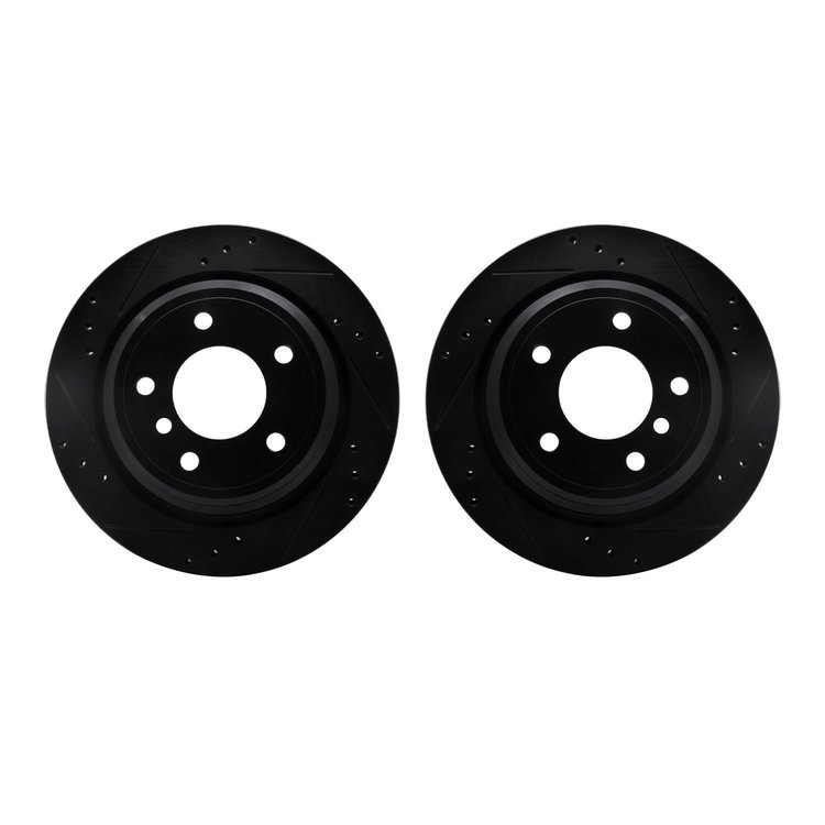 8002-31093 Drilled/Slotted Brake Rotors [Black], 1996-2003 BMW, Position: Rear