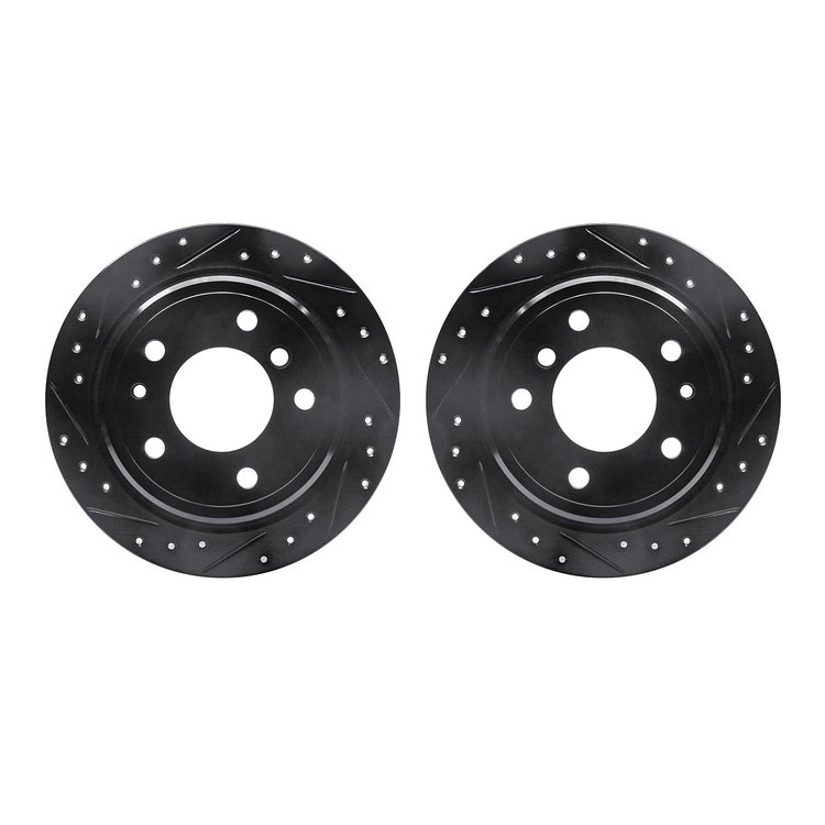 8002-31102 Drilled/Slotted Brake Rotors [Black], 1981-1986 BMW, Position: Rear