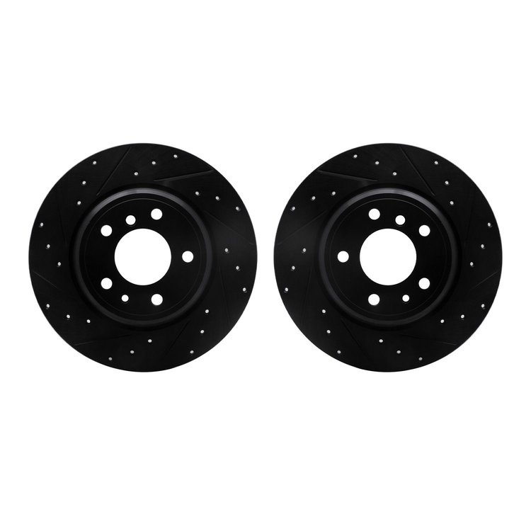 8002-31106 Drilled/Slotted Brake Rotors [Black], 1991-2001 BMW, Position: Rear
