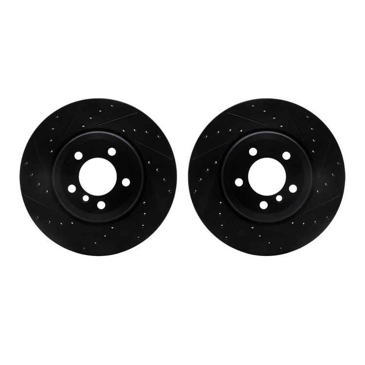 8002-31107 Drilled/Slotted Brake Rotors [Black], 2002-2005 BMW, Position: Rear