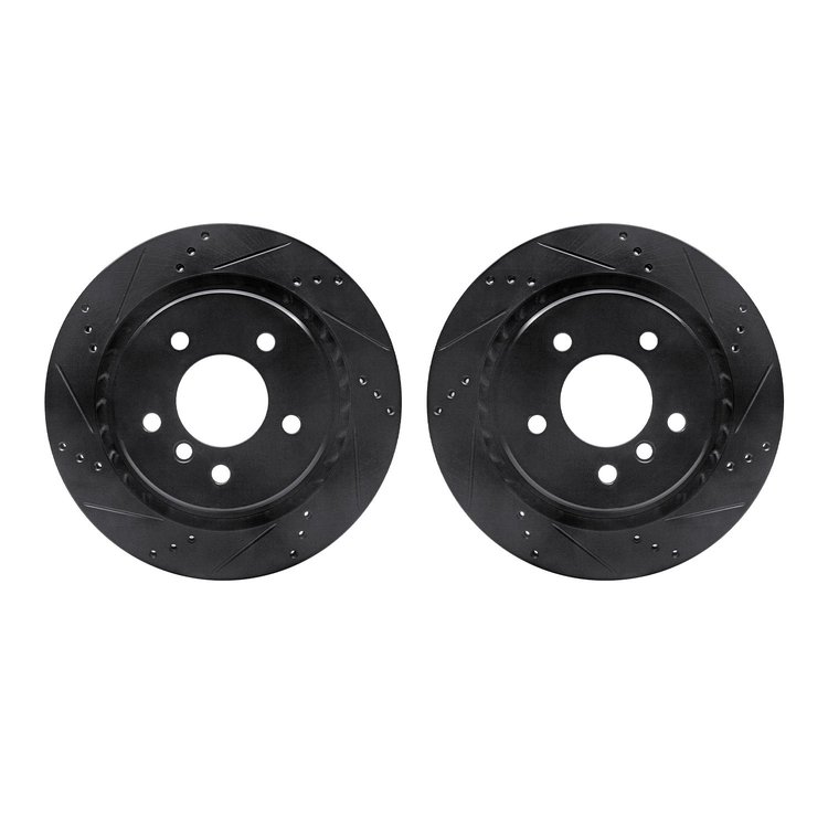 8002-31112 Drilled/Slotted Brake Rotors [Black], 1995-2002 BMW, Position: Rear