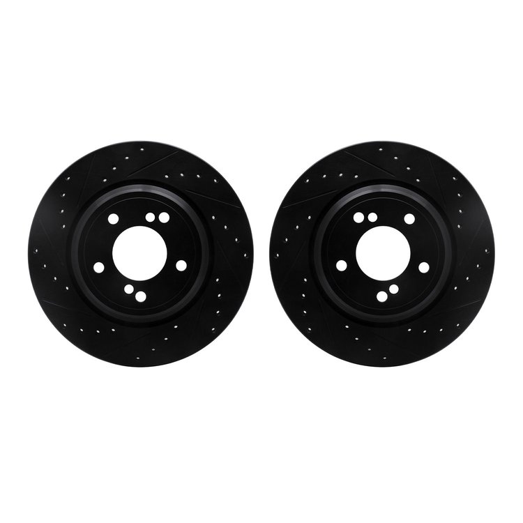 8002-31113 Drilled/Slotted Brake Rotors [Black], 2000-2006 BMW, Position: Rear