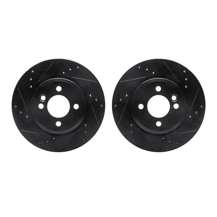 8002-32000 Drilled/Slotted Brake Rotors [Black], 2002-2006 Mini, Position: Front