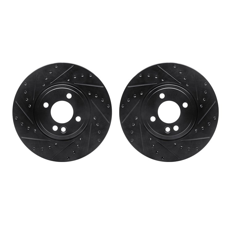 8002-32001 Drilled/Slotted Brake Rotors [Black], 2002-2006 Mini, Position: Front