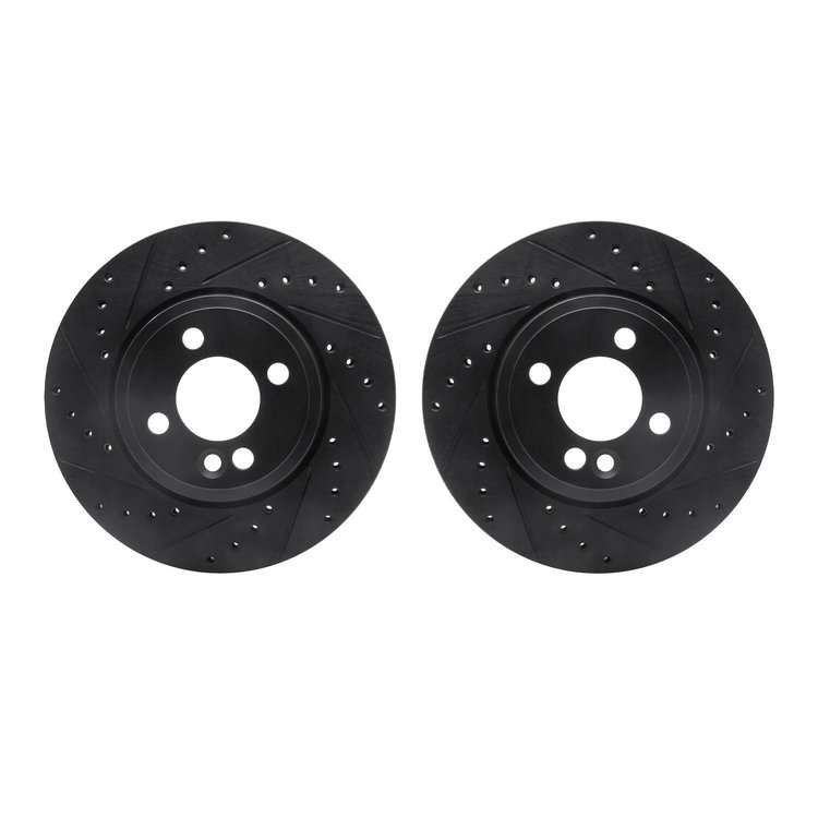 8002-32002 Drilled/Slotted Brake Rotors [Black], 2007-2015 Mini, Position: Front