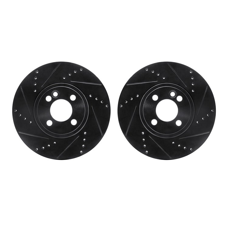 8002-32004 Drilled/Slotted Brake Rotors [Black], 2007-2015 Mini, Position: Front