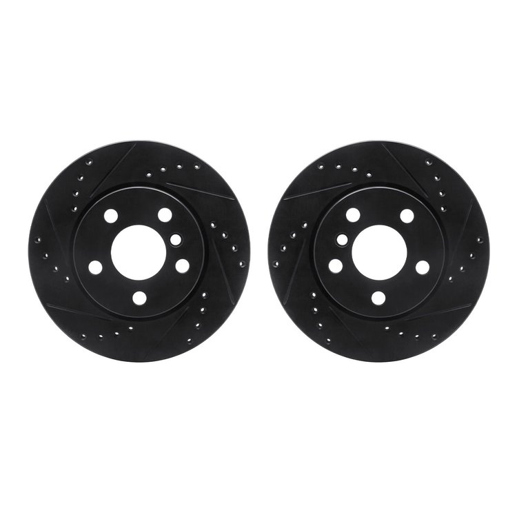 8002-32006 Drilled/Slotted Brake Rotors [Black], Fits Select Mini, Position: Front