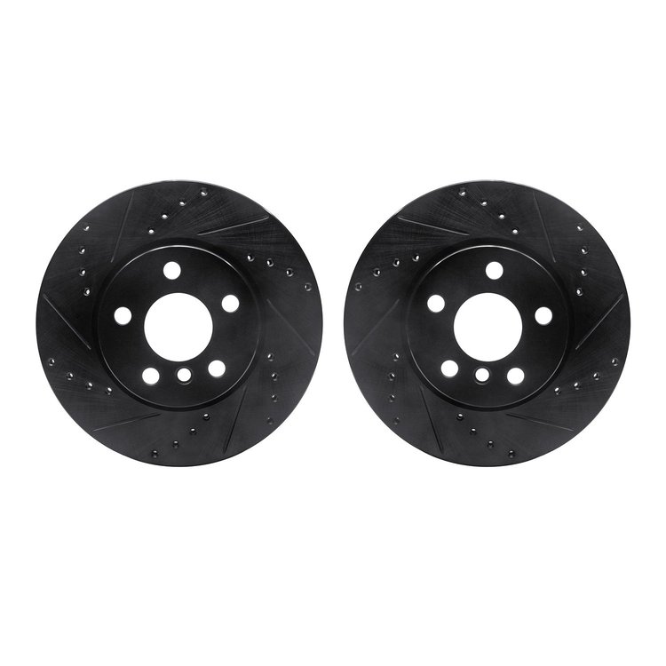 8002-32007 Drilled/Slotted Brake Rotors [Black], 2014-2021 Mini, Position: Front