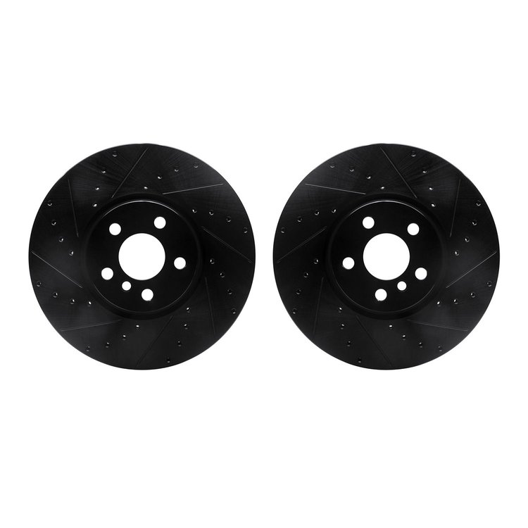 8002-32008 Drilled/Slotted Brake Rotors [Black], 2015-2019 Mini, Position: Front
