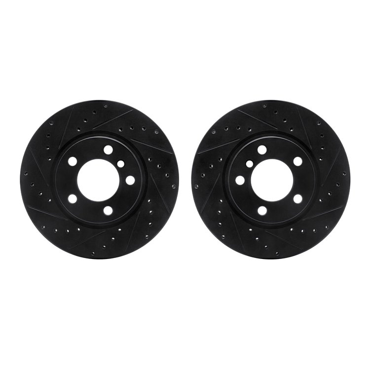 8002-32012 Drilled/Slotted Brake Rotors [Black], 2011-2016 Mini, Position: Front