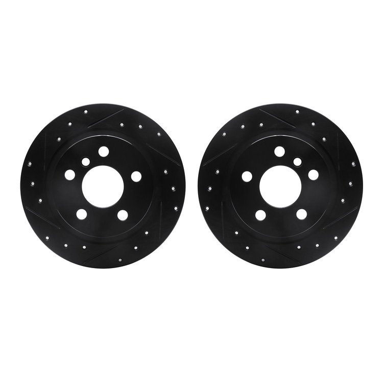 8002-32013 Drilled/Slotted Brake Rotors [Black], Fits Select Multiple Makes/Models, Position: Rear
