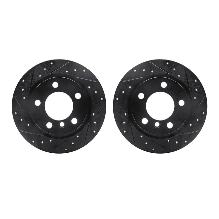 8002-32018 Drilled/Slotted Brake Rotors [Black], 2011-2016 Mini, Position: Rear