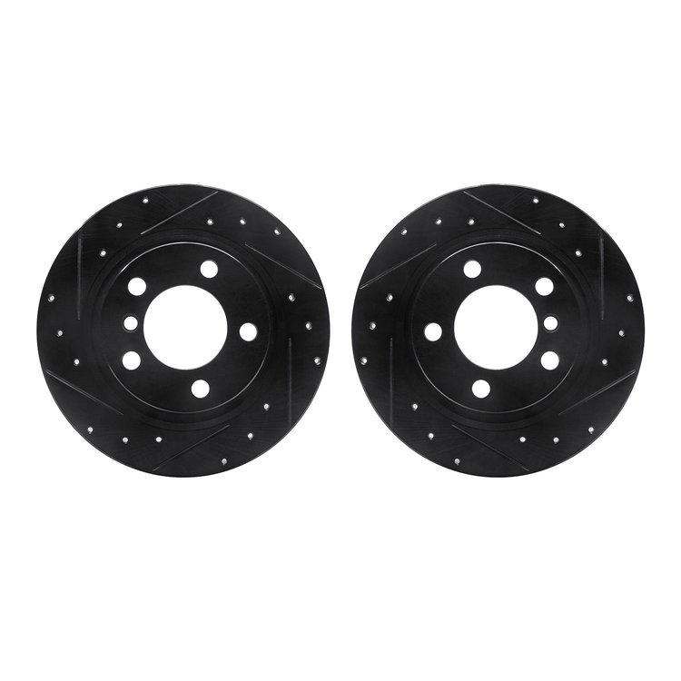8002-32019 Drilled/Slotted Brake Rotors [Black], 2013-2016 Mini, Position: Rear