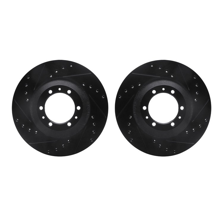 8002-37000 Drilled/Slotted Brake Rotors [Black], 1992-2002 Multiple Makes/Models, Position: Front