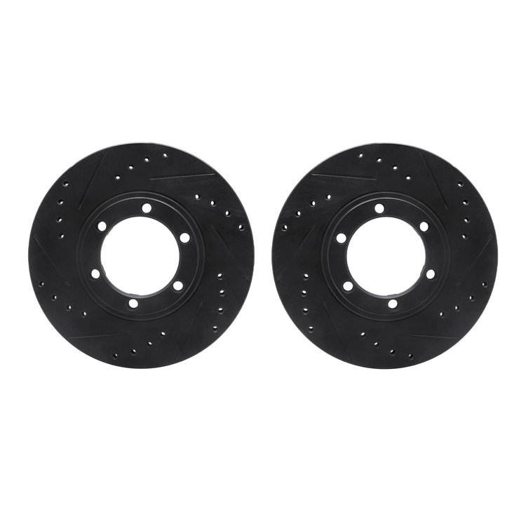 8002-37003 Drilled/Slotted Brake Rotors [Black], 1986-2005 Multiple Makes/Models, Position: Front
