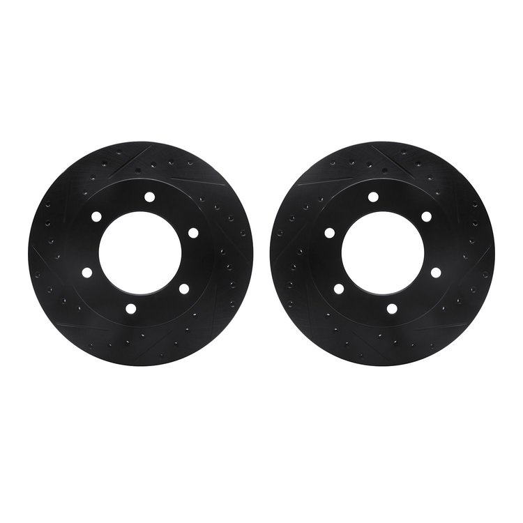 8002-37004 Drilled/Slotted Brake Rotors [Black], 2001-2004 Multiple Makes/Models, Position: Front