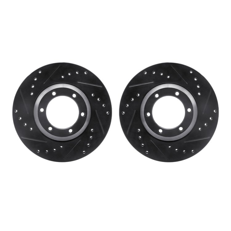 8002-37006 Drilled/Slotted Brake Rotors [Black], 1984-1987 GM, Position: Front