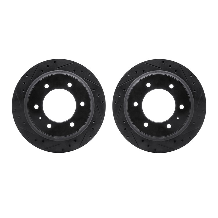 8002-37007 Drilled/Slotted Brake Rotors [Black], 1992-2004 Multiple Makes/Models, Position: Rear