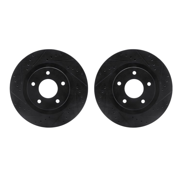 8002-39000 Drilled/Slotted Brake Rotors [Black], Fits Select Multiple Makes/Models, Position: Front