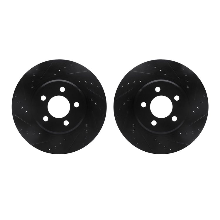 8002-39003 Drilled/Slotted Brake Rotors [Black], Fits Select Mopar, Position: Front