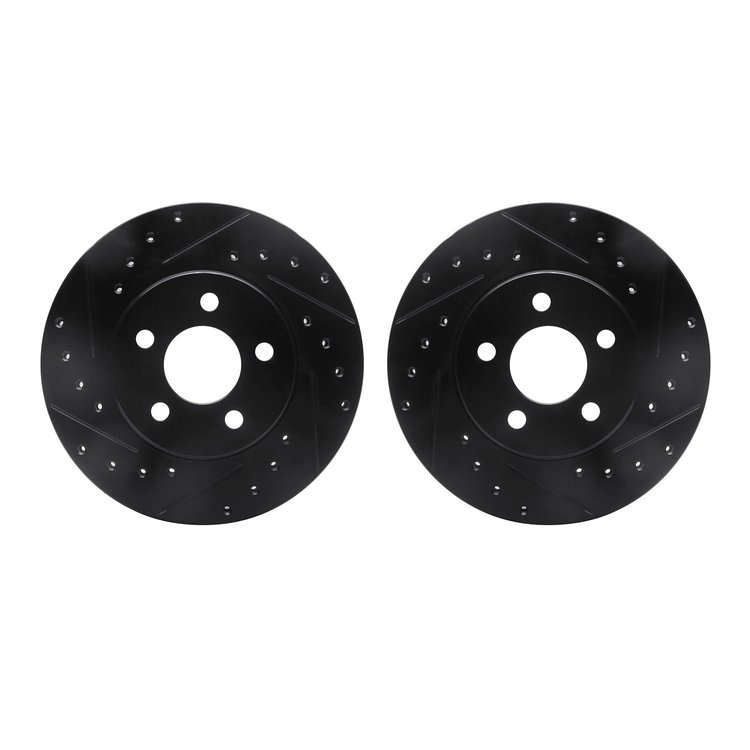 8002-39006 Drilled/Slotted Brake Rotors [Black], 1995-2000 Mopar, Position: Front
