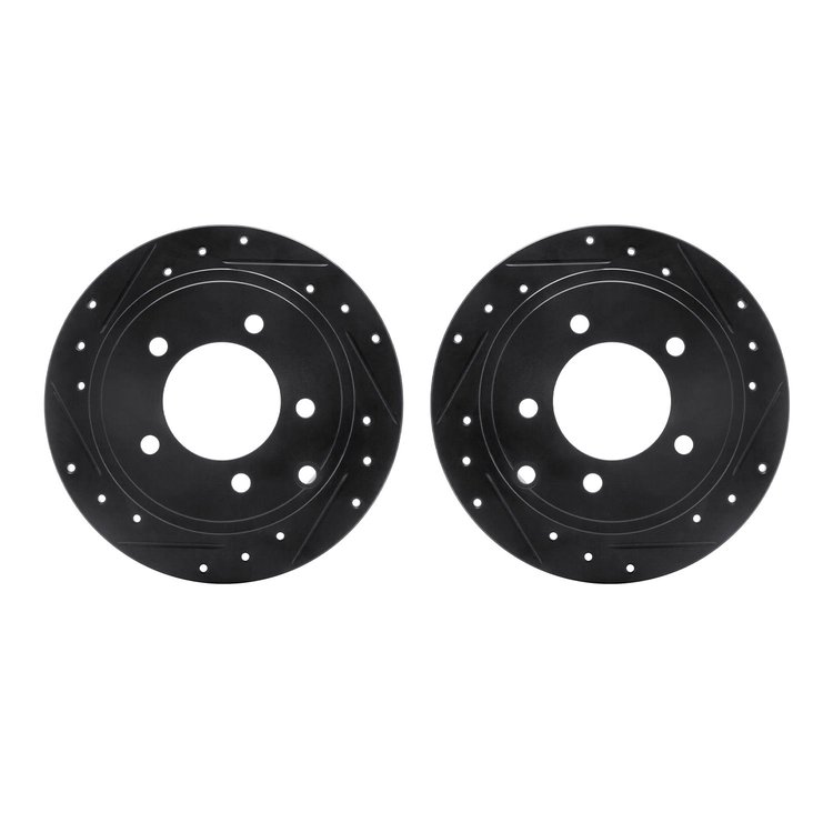 8002-39017 Drilled/Slotted Brake Rotors [Black], 2007-2017 Multiple Makes/Models, Position: Rear