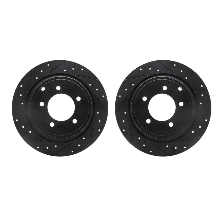 8002-39018 Drilled/Slotted Brake Rotors [Black], 2007-2017 Multiple Makes/Models, Position: Rear