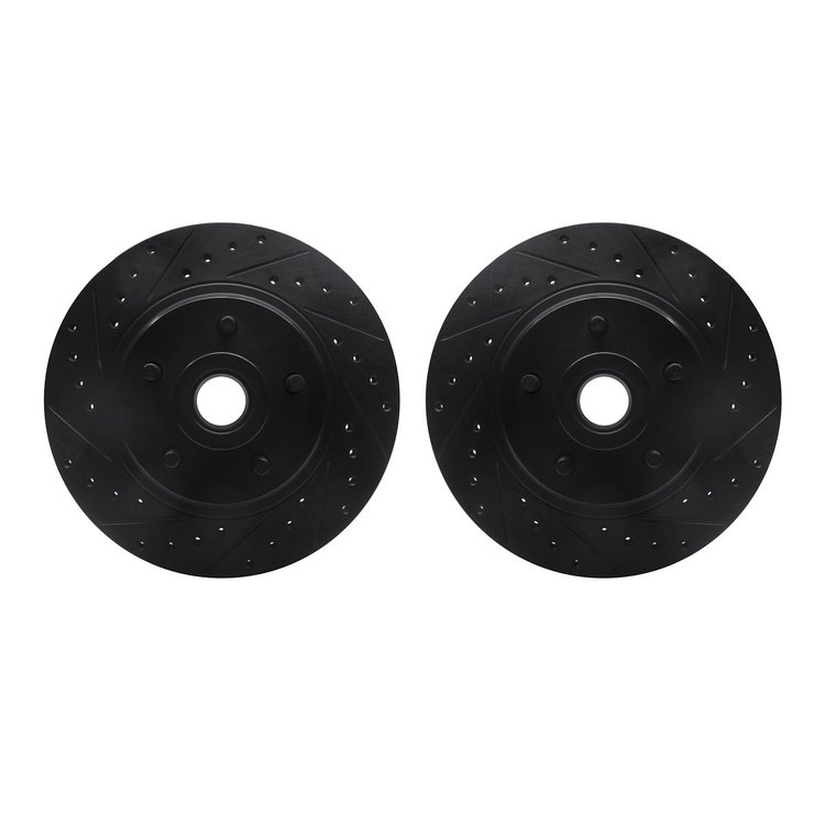 8002-40009 Drilled/Slotted Brake Rotors [Black], 1976-1981 Mopar, Position: Front
