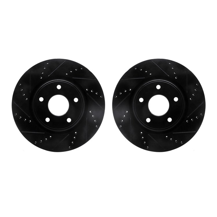 8002-40014 Drilled/Slotted Brake Rotors [Black], Fits Select Multiple Makes/Models, Position: Front
