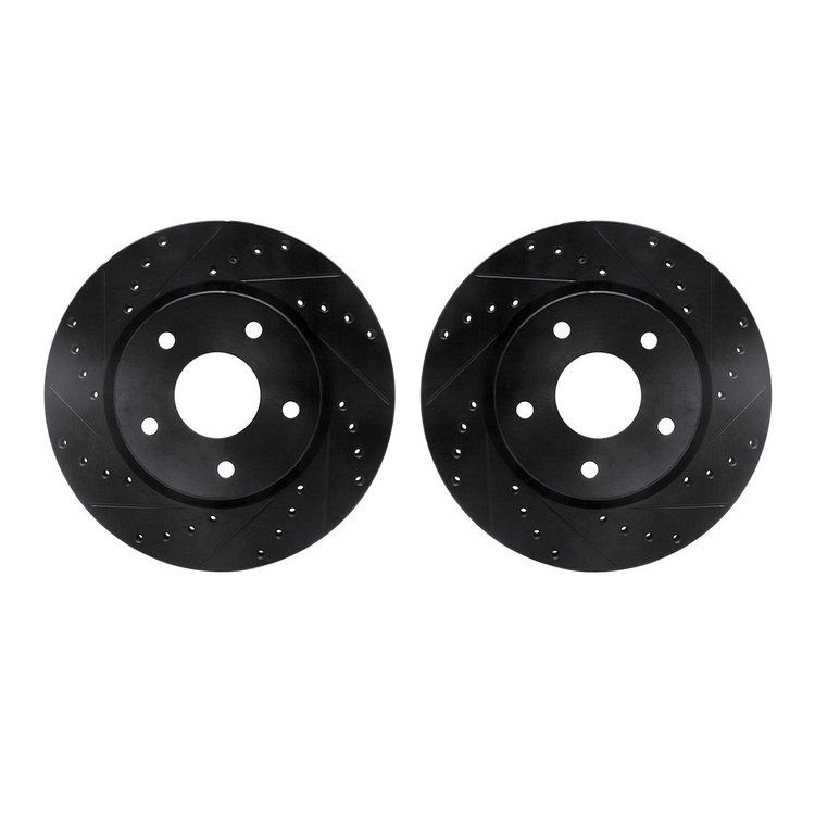8002-40019 Drilled/Slotted Brake Rotors [Black], 2008-2016 Multiple Makes/Models, Position: Front