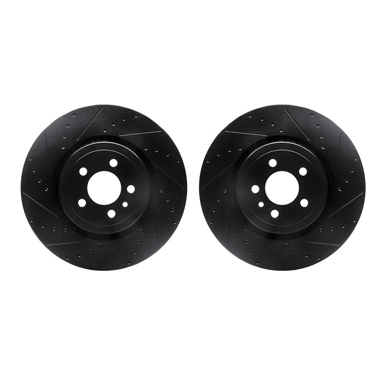 8002-40036 Drilled/Slotted Brake Rotors [Black], Fits Select Mopar, Position: Front