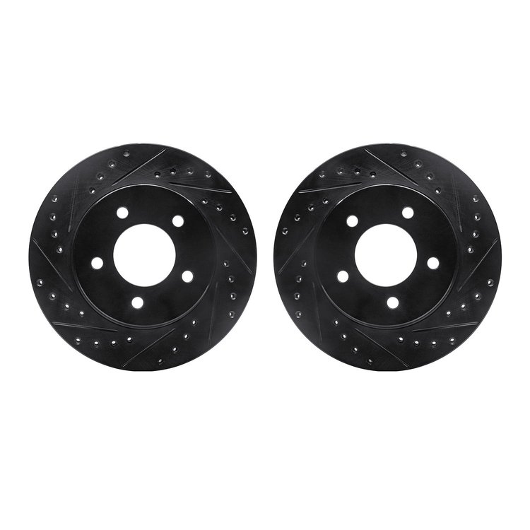 8002-40045 Drilled/Slotted Brake Rotors [Black], 1987-1990 Mopar, Position: Front
